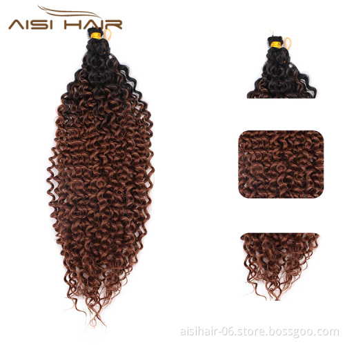 Aisi Hair Wholesale Manufacturer Fluffy Hair Extensions Crochet Braids Loose Curly Wave Pre Looped Synthetic Braiding Hair